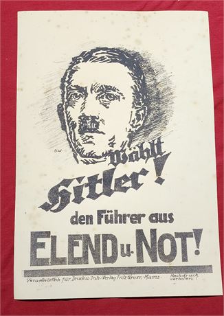 Nazi Germany Third Reich ADOLF HITLER election poster WW2 WWII German