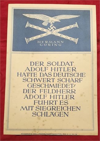 Nazi Germany Third Reich NSDAP Luftwaffe Hermann Goring poster WW2 WWII German